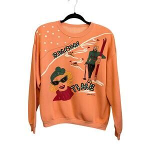 United Company Sweatshirt Peach M/L Peach Orange Retro Graphic Ski Winter Fleece